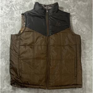 Realtree Xtra Reversible Men's L Camo Camouflage Brown Puffer Vest Zip Hunting